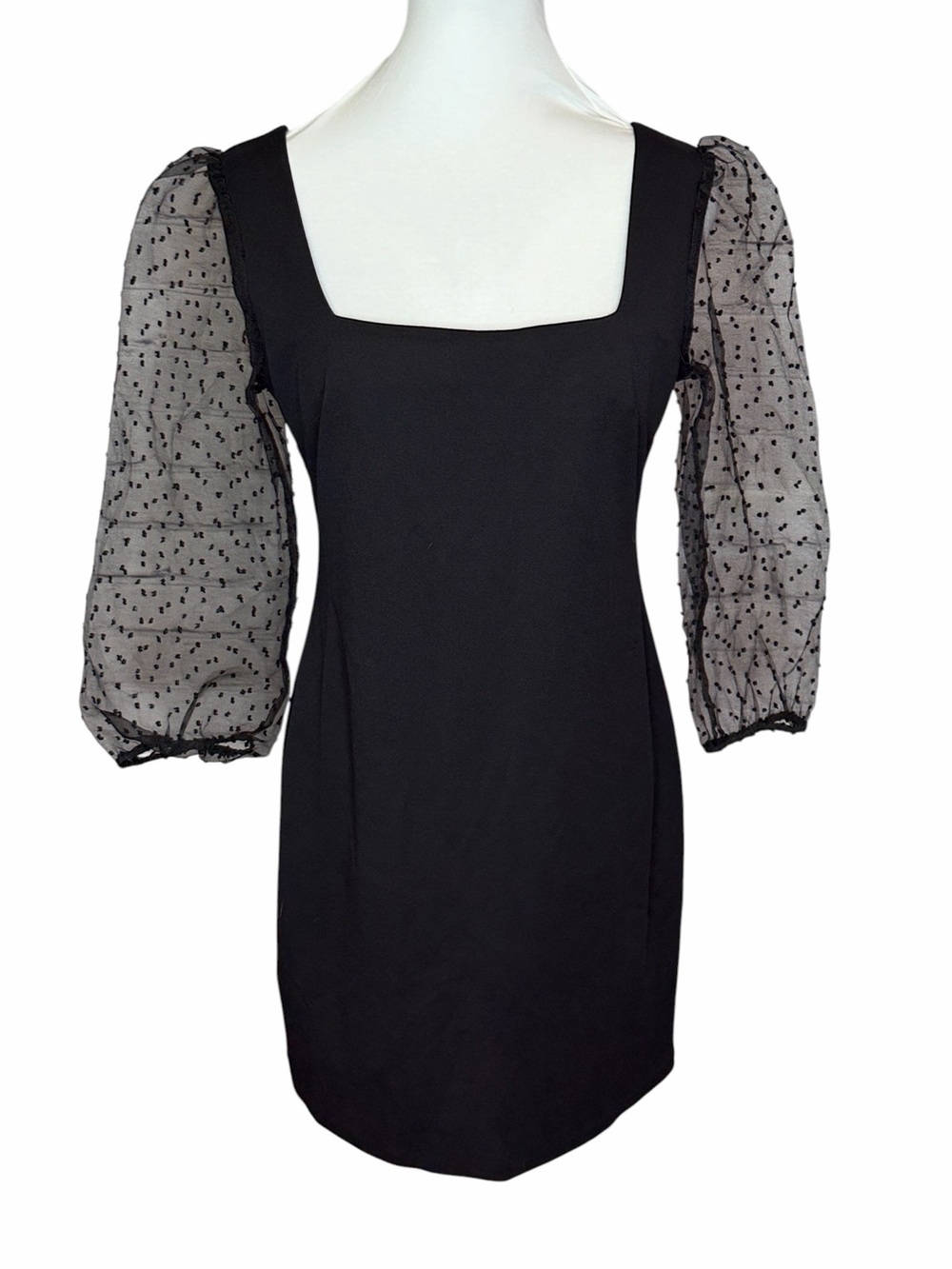 BCBGeneration Sheer Polka Dot Sleeves Dress